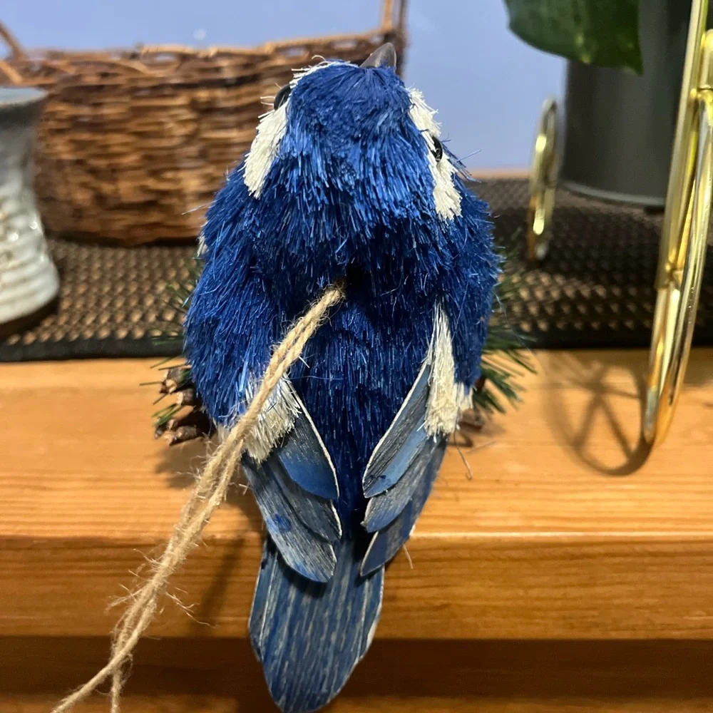 Blue and White Bird Ornament